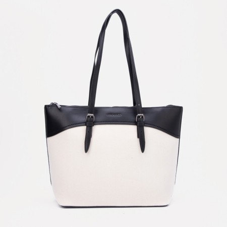 David Jones zipper bag, external pocket, beige/black