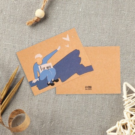 Mini postcard for business "For you", craft, 8 × 6 cm