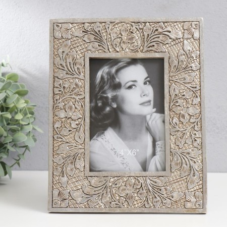 Photo frame Polystone 10x15 cm "Fairytale flowers. FISTING" Gold with silver 23x18.5 cm