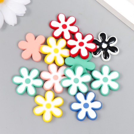 Acrylic beads "Chamomile" MIX 0.4x2.3x2.3 cm
