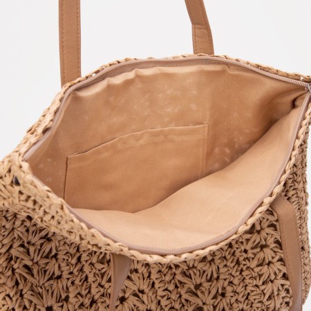Shoper bag without fastening, beige color-2