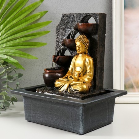 The desktop fountain from the network, backlight "Buddha in gold at the wall with waterfall" 23x17.5x28 cm-2