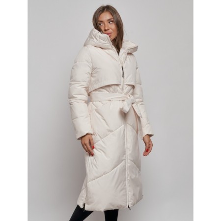 Coat insulated winter female, size 50, light-beige color-8