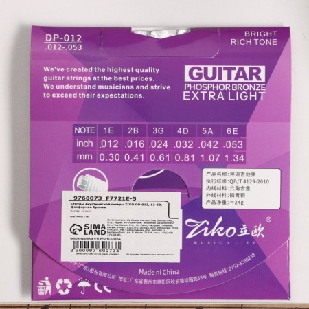 Crins of the acoustic guitar Ziko DP-012, 12-53, phosphorus bronze-2