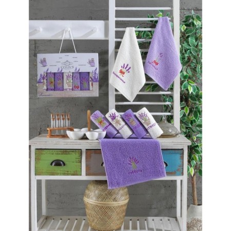Set of terry napkins Diva Afrodita Ceylin "Lavender", size 30x50 cm, 7 pcs-1