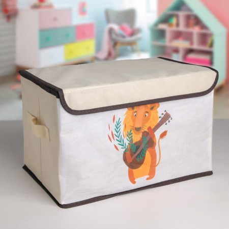 Stelly box for storage with a lid "Musical lion", 39 × 25 × 25 cm