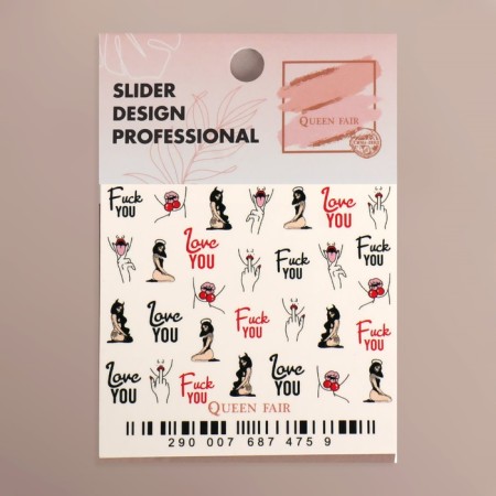 Slider - Fuck You Nail Design, red/black color-1