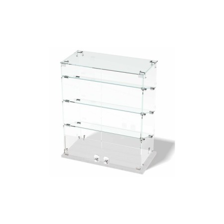 Table window, 3 inclined shelves, 600 × 300 × 700, chipboard, glass, white color-1