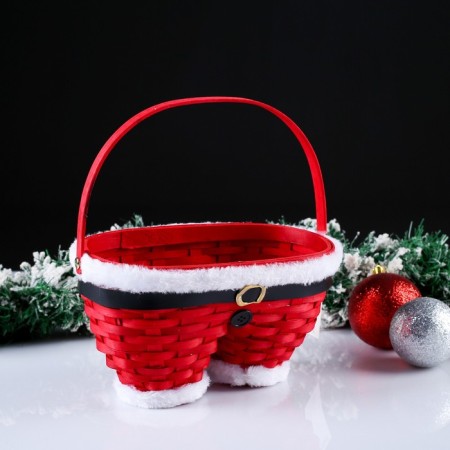 Basket "New Year's pants", red, 23 × 12 × 13/23 cm, veneer