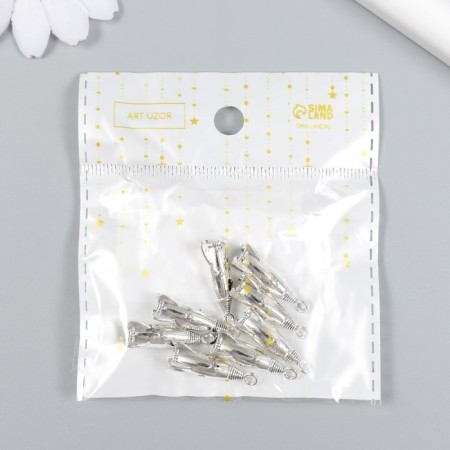 Decor for creativity Metal "Rocket" set 8 pcs silver 1x2.3 cm-3