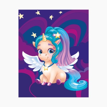 Diamond mosaic with a partial filling for children "Multi -colored unicorn", 20 x 25 cm-2