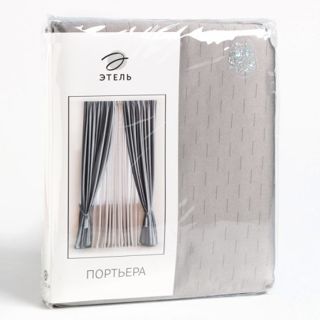 Curtain curtain Ethel "Strokes" color gray, on the curtain tape, 145x265 cm-4