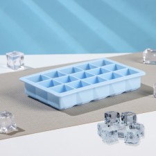 Form for ice “Cube”, silicone, 11.7 × 18.7 × 3.4 cm, 15 cells (3.4 × 3.4 cm), blue color