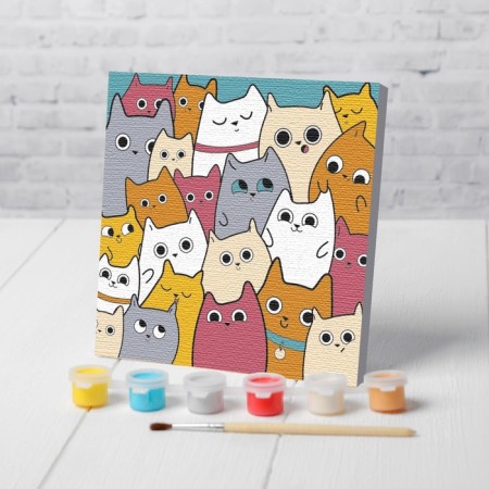 Picture on numbers for children "Cute kittens", 15 x 15 cm-1