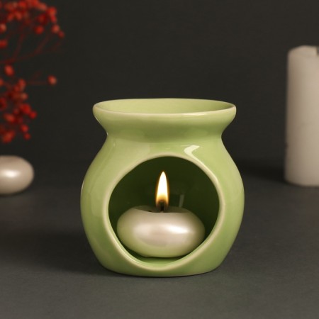 Aroma lamp ceramics "Comfortable" to me light green 7.2x7.2x7.8 cm-5
