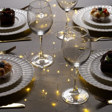 Garland "Mishura" 2 m Rosa, IP20, silver thread, 50 LED, glow warm white, CR2032X2