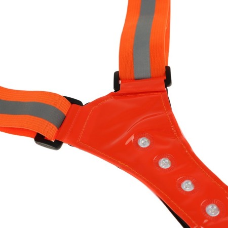 Signal vest, reflective with adjustable size, orange, LED signal, 4 modes-2