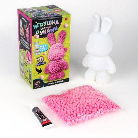 Toy pompons "Bunny", pink-1