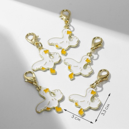 Charm "Goose", white-yellow color in gold