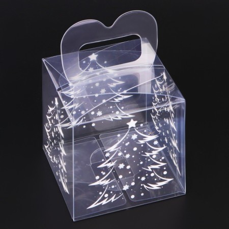 New Year. Box gift New Year folding PVC "Christmas tree" 7 x 7 x 7 cm.-1
