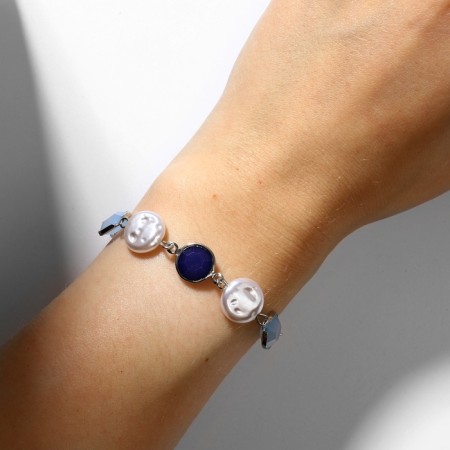 Bracelet "Night" with pearls, colored in silver, l = 16 cm-4