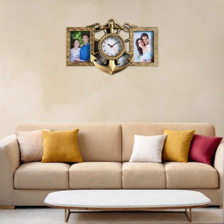 Wall clock, series: photo frames, "anchor", smooth move, D-12 cm watch, 42 x 27 x 3 cm-4