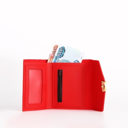 Women's wallet on the button, red color-4