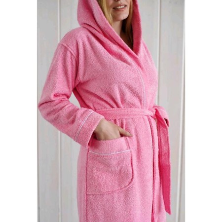 Women's bathrobe with a hood, size 44, pink, Makra-2
