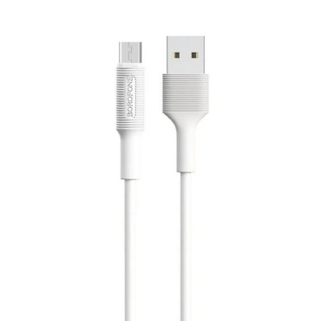 Cable Borofone bx1, microUSB - USB, 2.4 A, 1 m, PVC braid, white-1