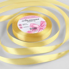 Satin tape, 12 mm × 23 ± 1 m, soft yellow color No. 101