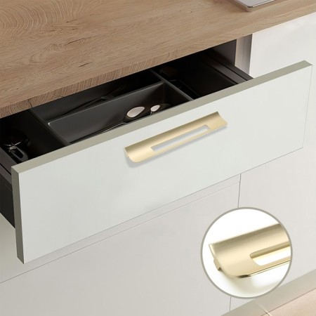 Furniture bracket RS1402, M/O = 192, Satin gold color