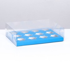 Box for 12 cupcakes, blue, 34.7 × 26.3 × 10 cm