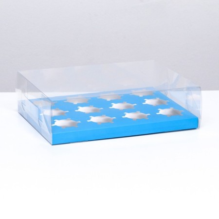 Box for 12 cupcakes, blue, 34.7 × 26.3 × 10 cm