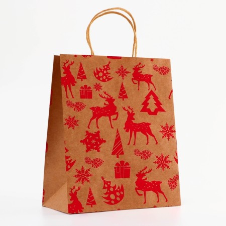 Craft package with embossing, round handle, "forest" 33 x 25 x 12 cm, 120 g-3