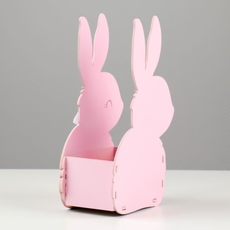 Wooden Kashpo 13x7.5x22 cm "Bunny", pink-3
