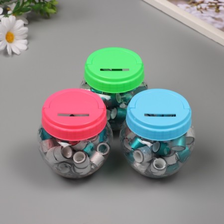 Adhesive tape plastic in the jar "Glori. Silver, Blue" N-r 40 pcs 1.2 cm, dl.0.9m 7x7x9 cm-1