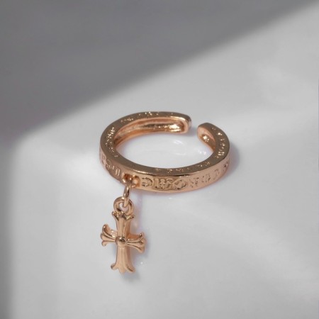 Ring "Cross" with inscriptions, color gold, dimensionless-3