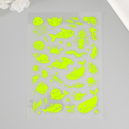 Plastic sticker phosphorus "sea residents" mix 27x15.5 cm-2
