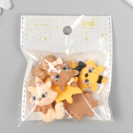 Decor for creativity plastic "kitten with bows" MIX 3.8x3 cm-4