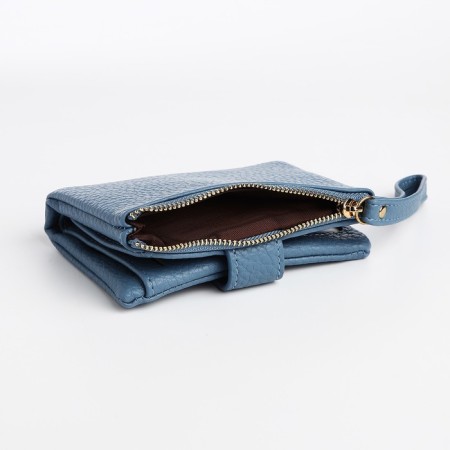 Women's wallet on the button, blue color-3