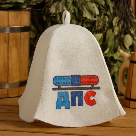 DPS bath hat with print, white