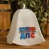 DPS bath hat with print, white