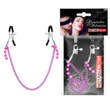 Notabu nipples, with a chain and beads, metal, purple