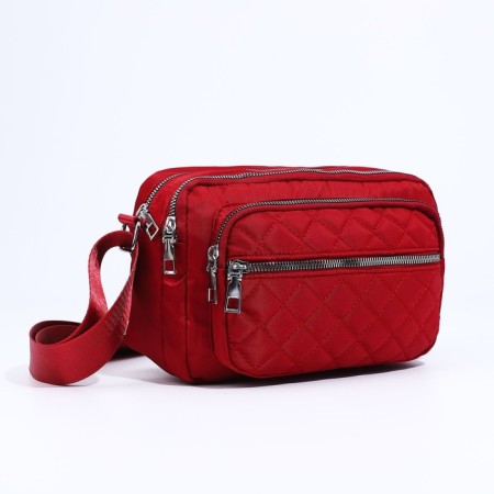 Cross-Bodi Bag with zipper, external pocket, red color