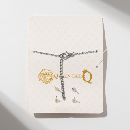 Set 4 objects: earrings (3 pairs), pendant “Flower set”, white color in silver, 45 cm-4
