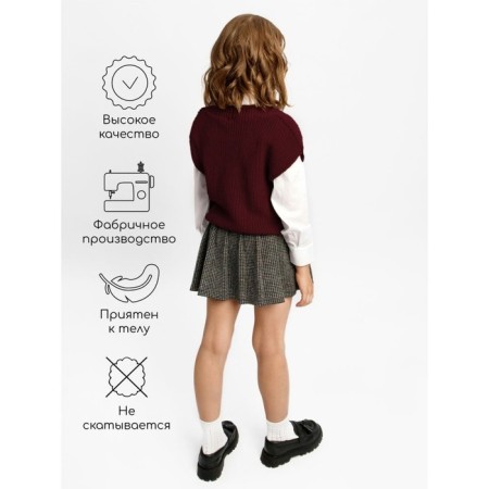 Vest for girls, height 134 cm, burgundy color-3