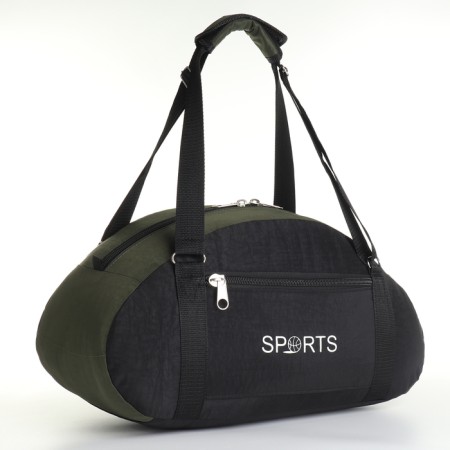 Sports bag with zipper, external pocket, black color/hack