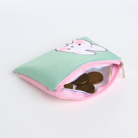 Children's textile wallet "Bunny", 11x9x0.5 cm, mint color-6
