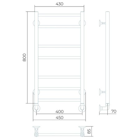 Water heated towel rail Larusso "Image" P7, 400x800 mm, 285 W, lower connection-2