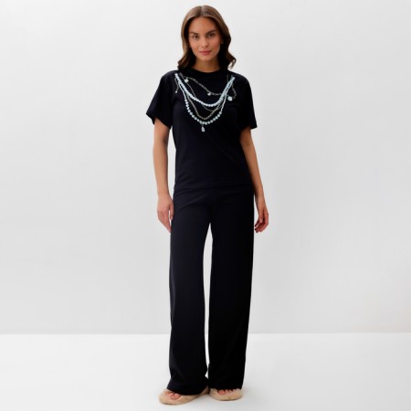 Pajama female (T -shirt and trousers) KAFTAN "Pearls" p. 40-42, black